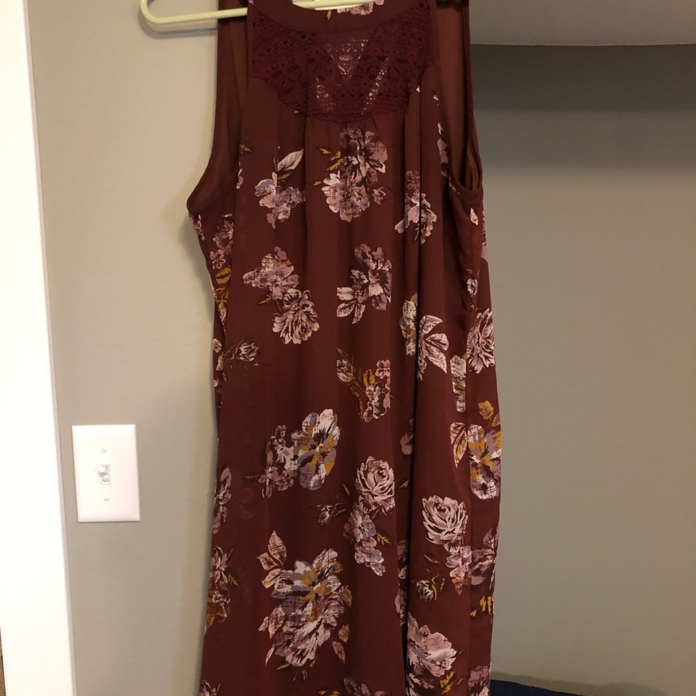 Maroon flower pattern dress